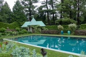 planters by pool